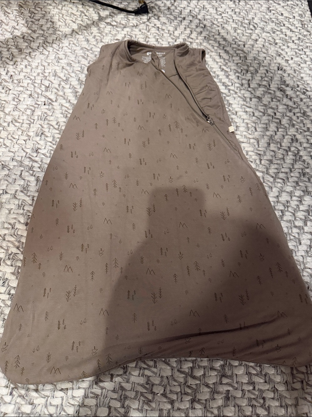 Gunamuna Kids Sleep Sack - Taupe with Subtle Tree Print 3-9 months 1.0 TOG